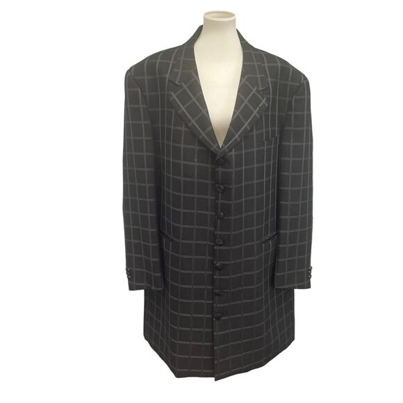 Mens 50 Regular Long Sleeve Plaid Button Up Lined Suit Jacket Only - Picture 1 of 5
